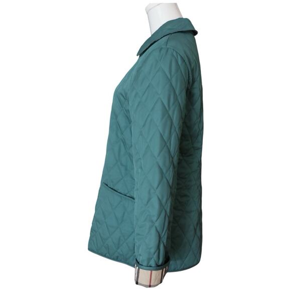 BURBERRY Quilted Jacket In Turquoise Nova Check Snap Close Women’s Size XS - Picture 6 of 16